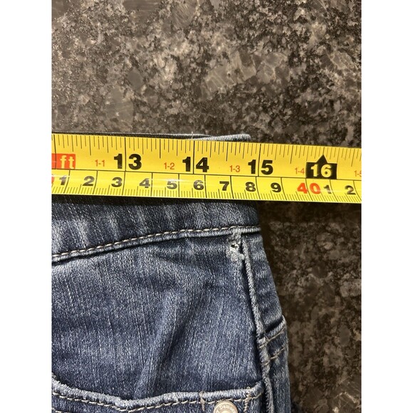 Democracy AB Technology Distressed Denim Dark Blue Jeans Women's Size 4 Slimming - Picture 4 of 7